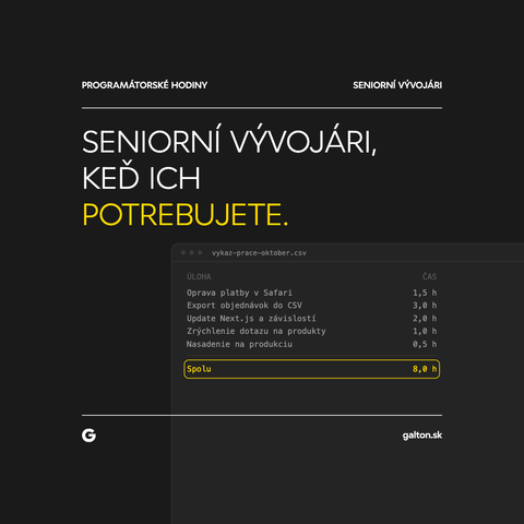 SENIORNÍ VÝVOJÁRI, KEĎ ICH POTREBUJETE.