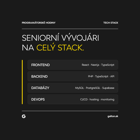 SENIORNÍ VÝVOJÁRI NA CELÝ STACK.